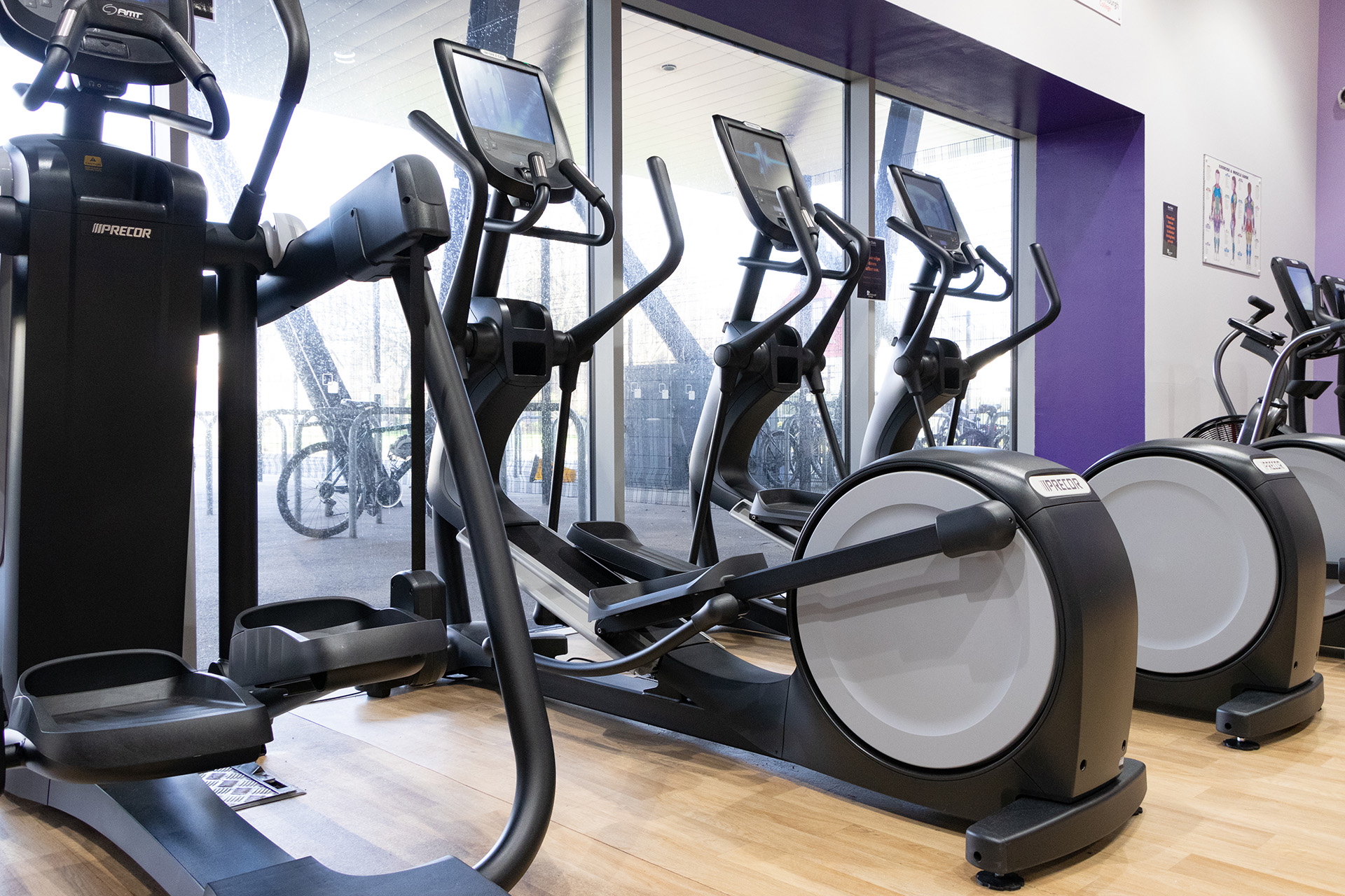 Cross trainer exercise machines at the Club gym.